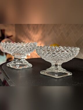 Set Of 2 vintage Westmoreland English Hobnail Clear Salt Cellar